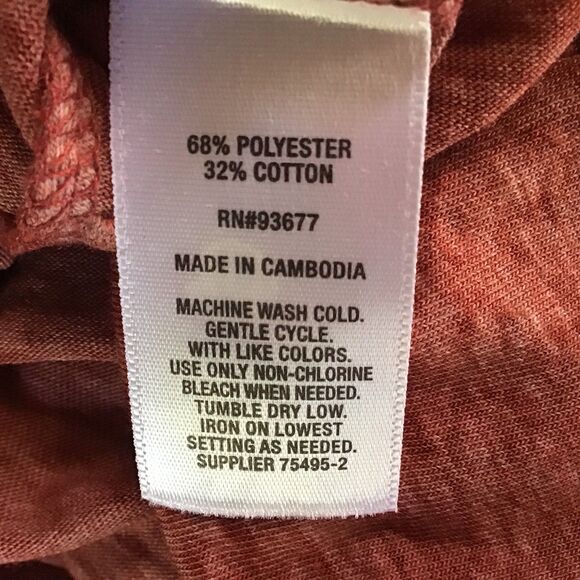 a.n.a Cold Shoulder Blouse Size L Rusty Orange 3/4 Sleeve V Neck - Picture 7 of 7